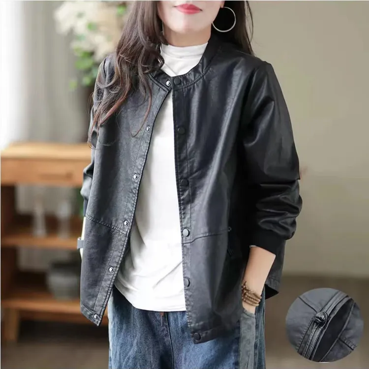 2025新款时尚百搭休闲宽松复古潮流韩版秋季长袖洋气皮夹克外套