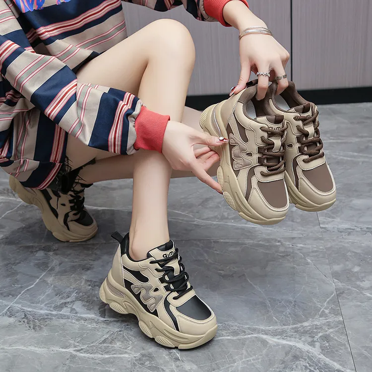 8cm小个子内增高老爹鞋女2024年春秋新款厚底休闲鞋网红运动女鞋