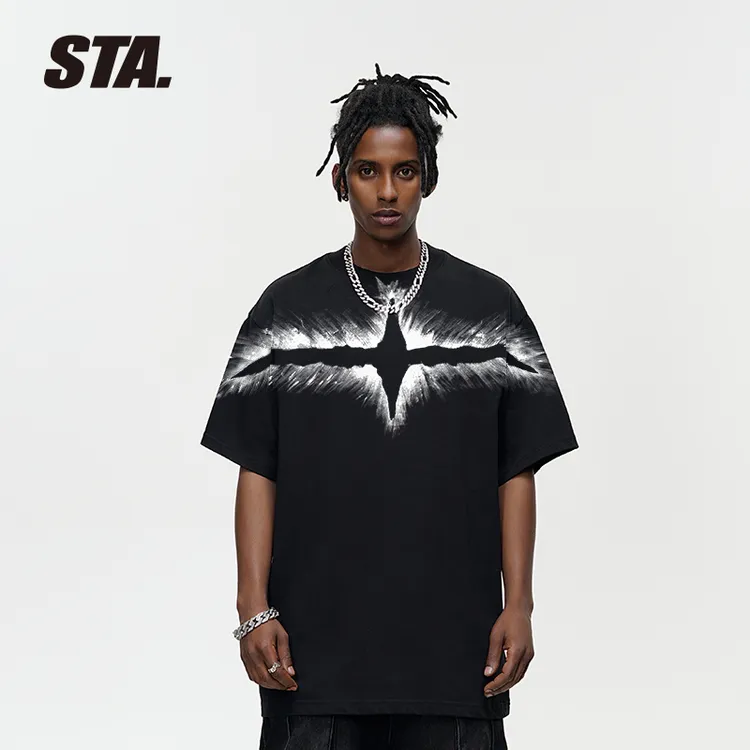 STA国潮280克重磅复古街头纯棉圆领夏季半袖男短袖t恤休闲圆领