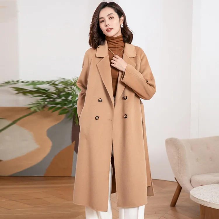 ASMIEEII绵羊毛纯手工双面呢大衣22131羊毛呢外