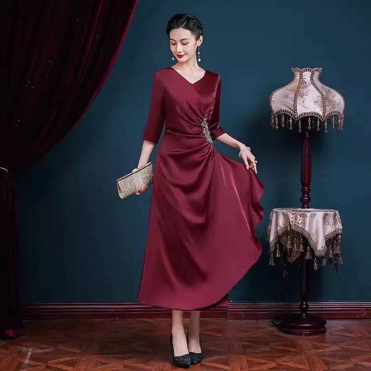 秋季高贵气质喜婆婆结婚旗袍大码喜妈妈婚礼宽松时尚优雅宴会礼服