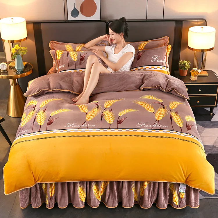 【直播正品】高克重加厚8斤牛奶绒四件套双面绒被套柔软亲肤防静电