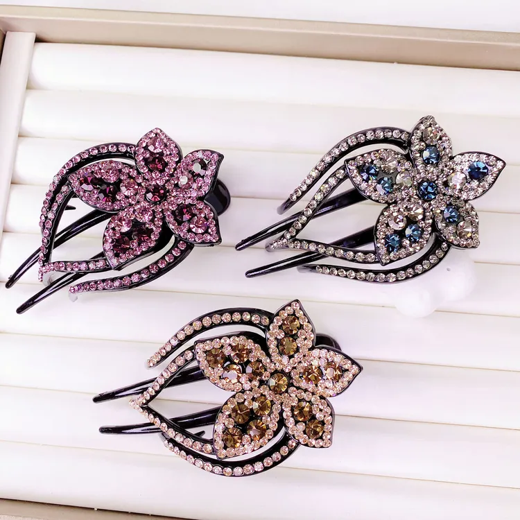 SHUSHIGE/梳饰阁新款轻奢三齿鸭嘴夹优雅气质成人百搭钻发夹发卡