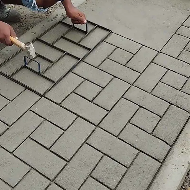 扁铁混凝土压花防滑地面60x30cm庭院过道花园步道连廊铁模具