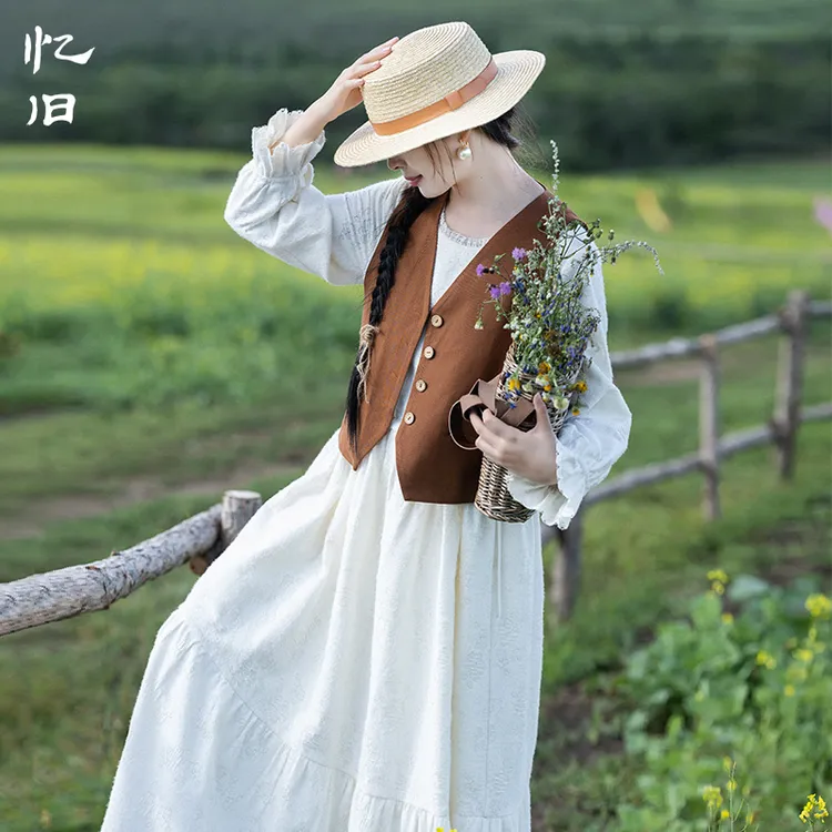 【花间拾光】文艺百搭V领短款马甲外套女2024秋季精致外搭小马夹