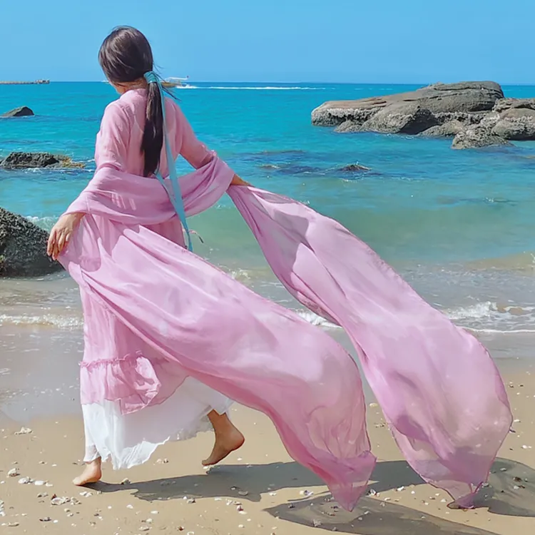 忆旧【桃花源-董艺联名款】2025夏度假风衣连衣裙女防晒一衣两穿