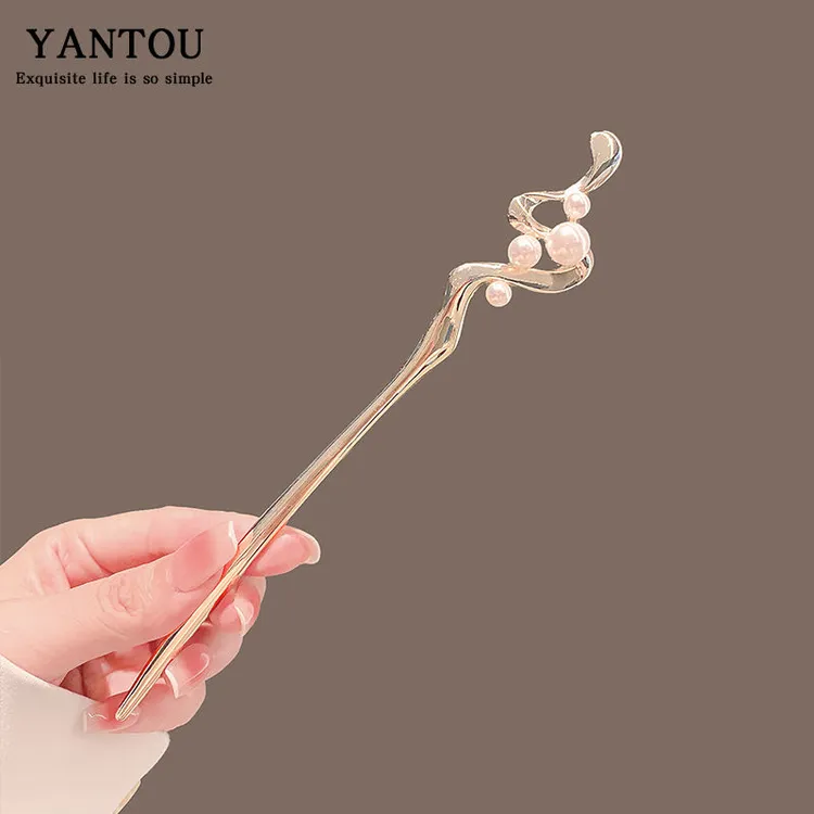 高级感金色金属发簪女古风汉服新中式簪子简约现代日常盘发钗头饰