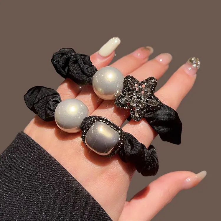 高级感仿珍珠发圈头绳森女丸子头橡皮筋网红扎马尾皮套简约发圈