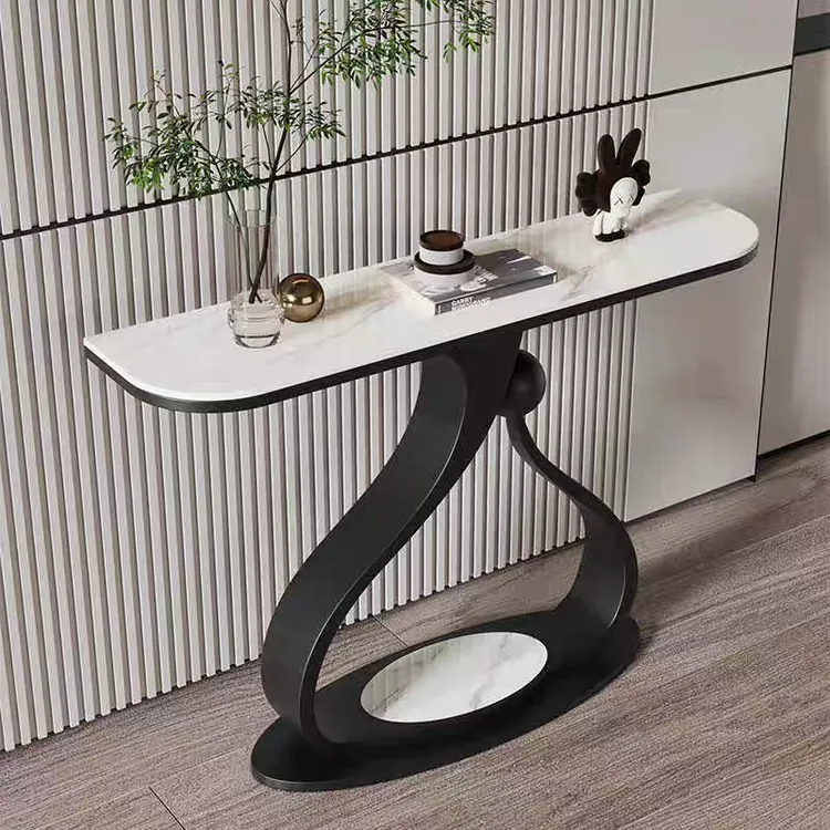 轻奢入户奢石玄关柜艺术靠墙玄关桌子现代简约走廊过道置物玄关台