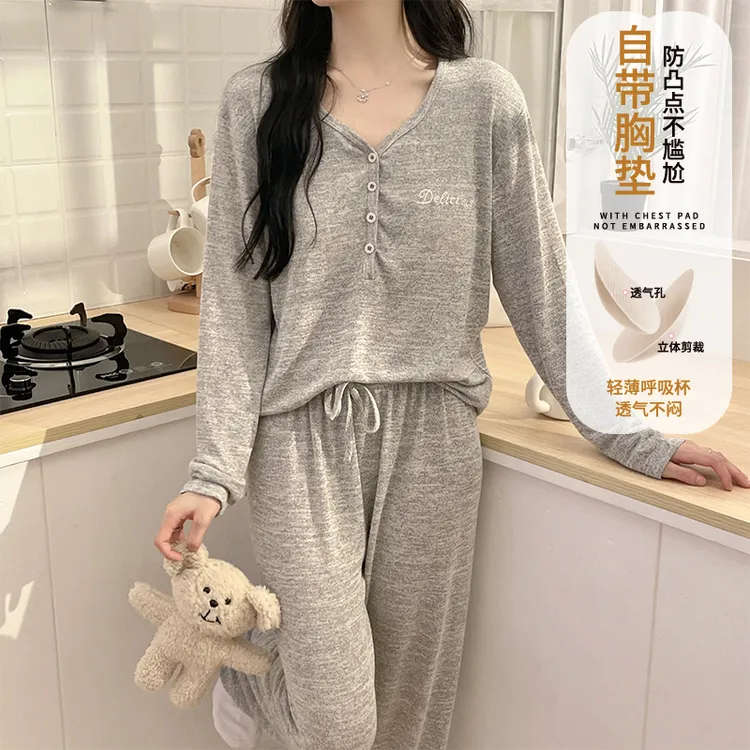 ins睡衣女春秋季长袖简约运动风学生套装秋冬天2025新款家居服