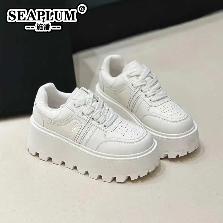 SEAPLUM小个子增高小众小白鞋女厚底松糕鞋2025新款时尚百搭运动