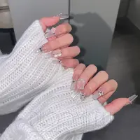 【初雪】轻奢猫眼白色透底钻全华子钻纯手工可拆卸式美甲穿戴甲