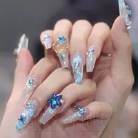 【海豚湾】缇觅手绘海豚海星贝壳全华子钻纯手工可拆卸式穿戴甲