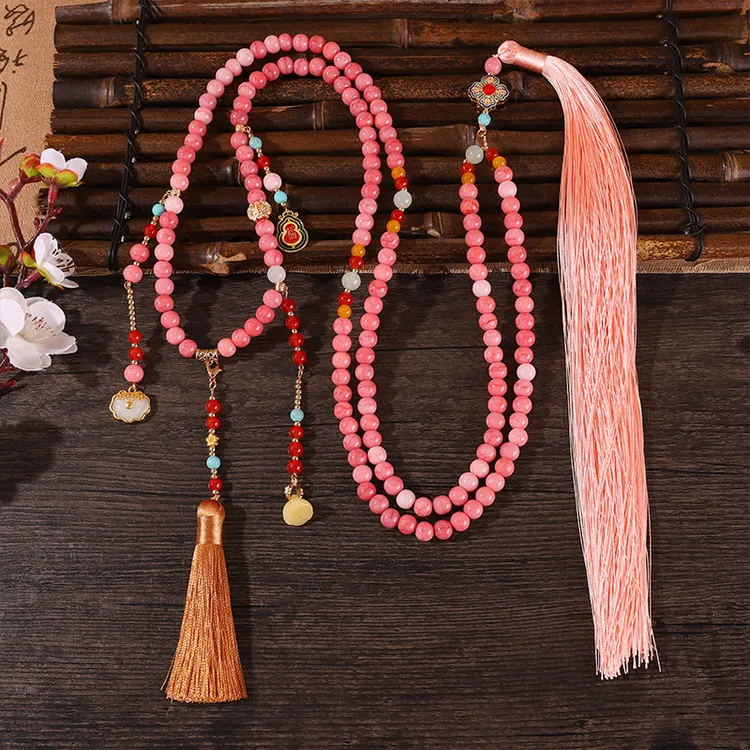 合金琉璃项链 新中式斜挎链国风长款流苏璎珞汉服复古百搭明制