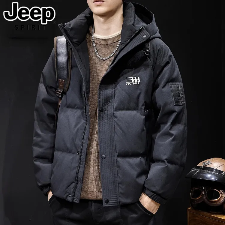 吉普连帽鸭绒男冬季新款加厚保暖30男士羽绒服最新款2025爆款