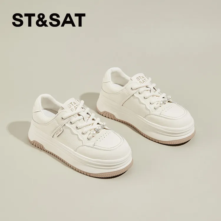 星期六休闲板鞋女潮流百搭女鞋增高5cm厚底小白鞋舒适软底运动鞋