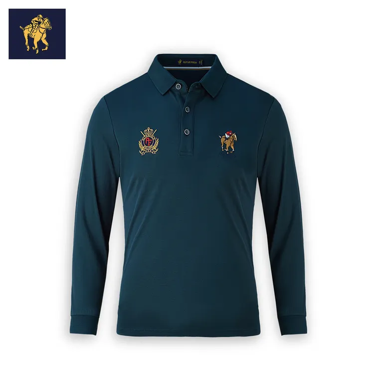 男士Polo衫潮流时尚纯色系商务休闲秋冬长袖男装翻领长恤秋季新款