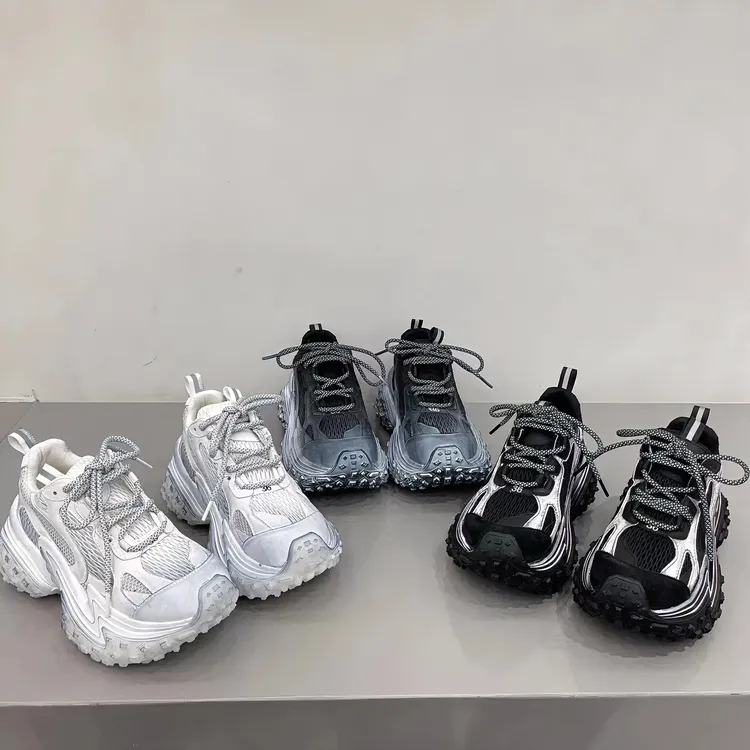 2024春季爆款纯皮松糕厚底洋气百搭潮流时尚网面休闲网红老爹鞋女