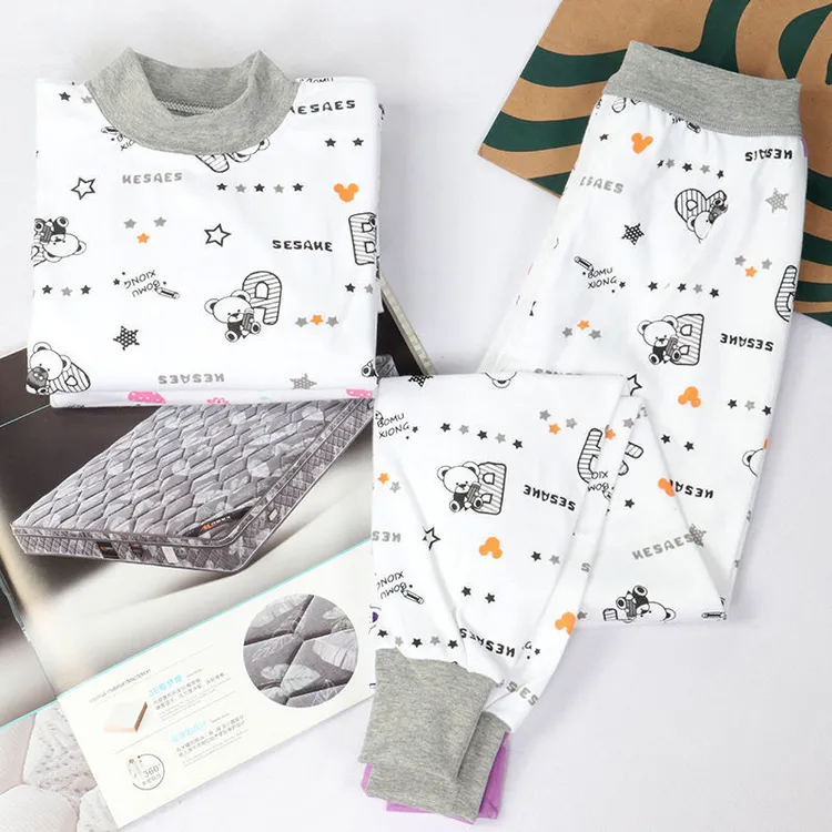 3-17岁儿童纯棉秋衣秋裤套装男童女童中大童宝宝全棉棉毛衫打底衫