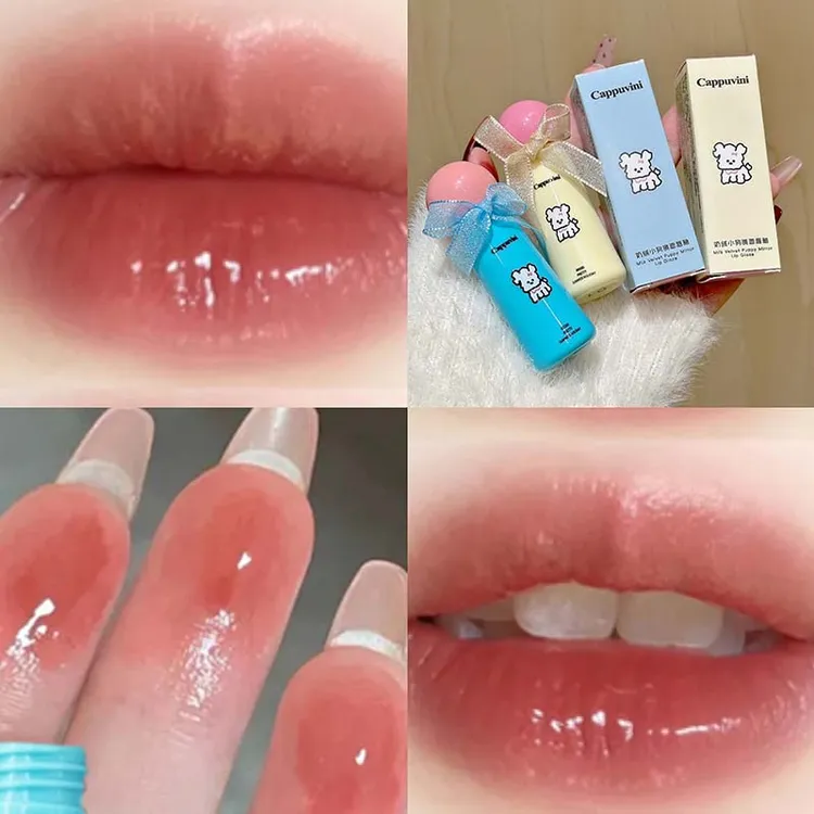 奶绒小狗镜面唇釉水光镜面滋润保湿易上色肉桂奶茶色蝴蝶结唇彩女