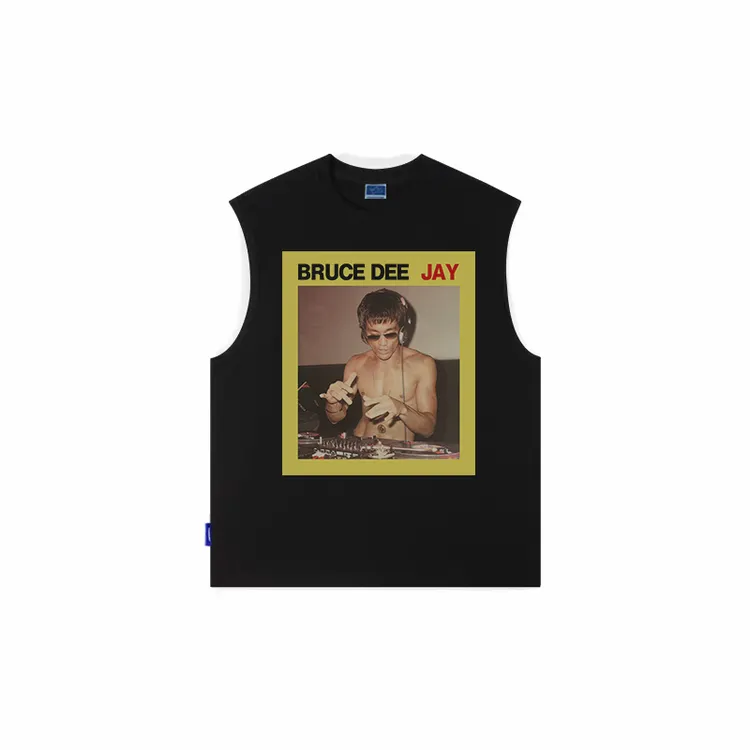 Young Guns李小龙打碟 夏季美式潮牌人像印花坎肩背心宽松大码T恤