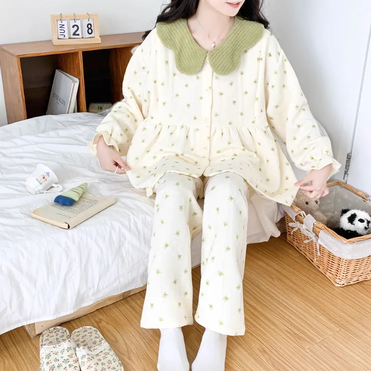 空气棉月子服秋冬季产后哺乳孕妇睡衣春秋11月份12怀孕期喂奶套装