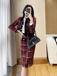 24年气质大方名媛女神高级法式复古优雅气质收腰时尚套装