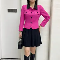 气质翻领秋季女外套2024新款长袖秋款百搭修身显瘦减龄大方时尚款