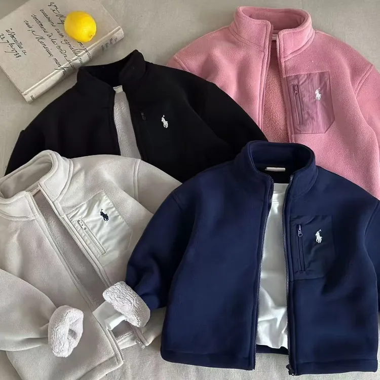 【清仓】儿童加绒加厚双面毛外套中大童男女宝宝休闲外穿潮流上衣..