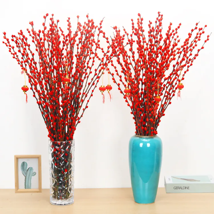 银柳鲜枝真花年宵花干花红色彩色银柳耐寒水培花卉植物室内喜庆