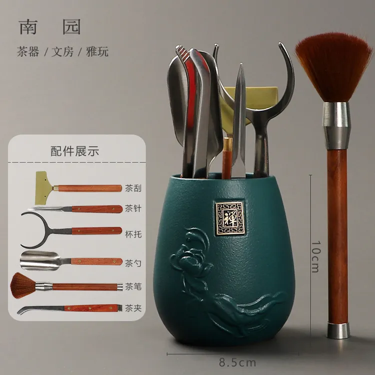 大号高端茶具配件黑檀高档茶针茶夹养壶笔茶刀茶刮六君子泡茶工具