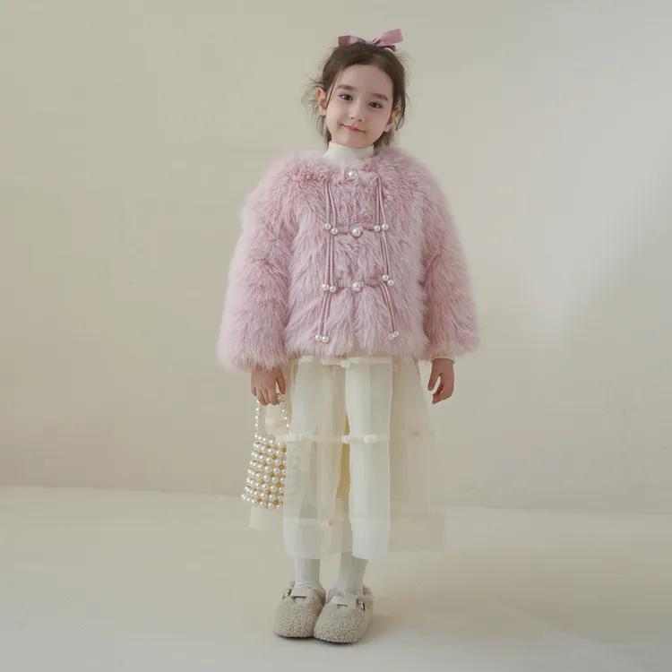 杨梅家女童装宝宝儿童洋气毛绒加厚保暖冬款拜年服外套LD4112