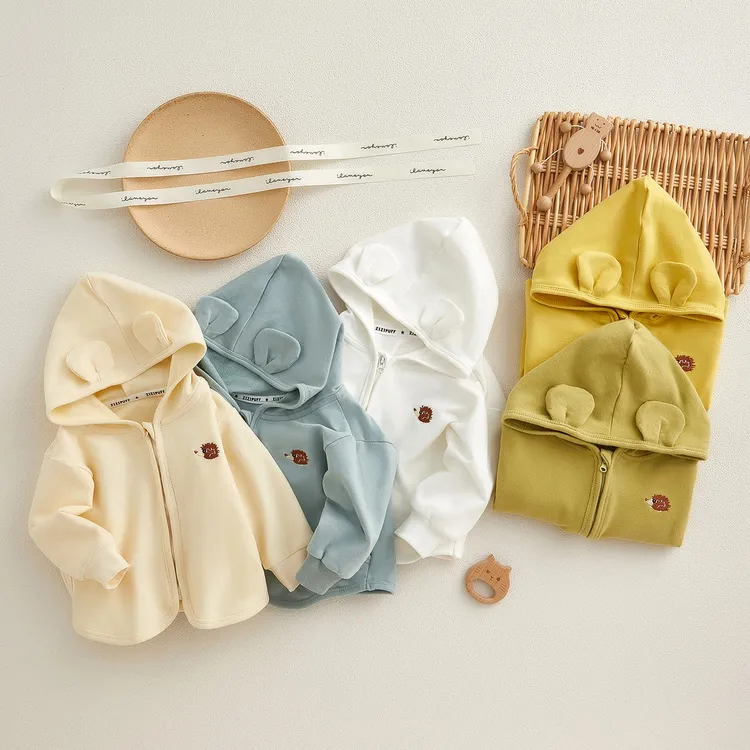 春秋季小童带帽外套男女宝宝幼儿休闲卫衣新生儿棉质洋气拉链开衫