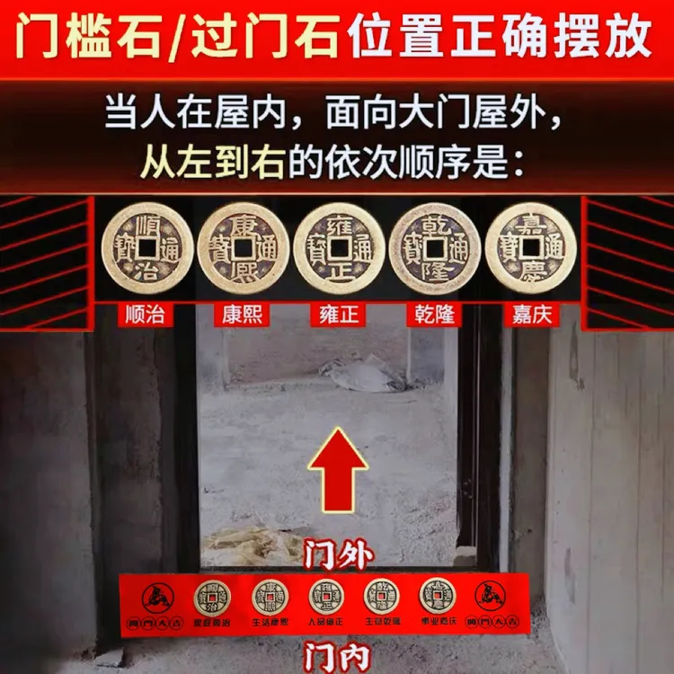 隐藏新中式门槛石黄铜五帝27-60毫米贴好加厚摆件落地家用工艺品