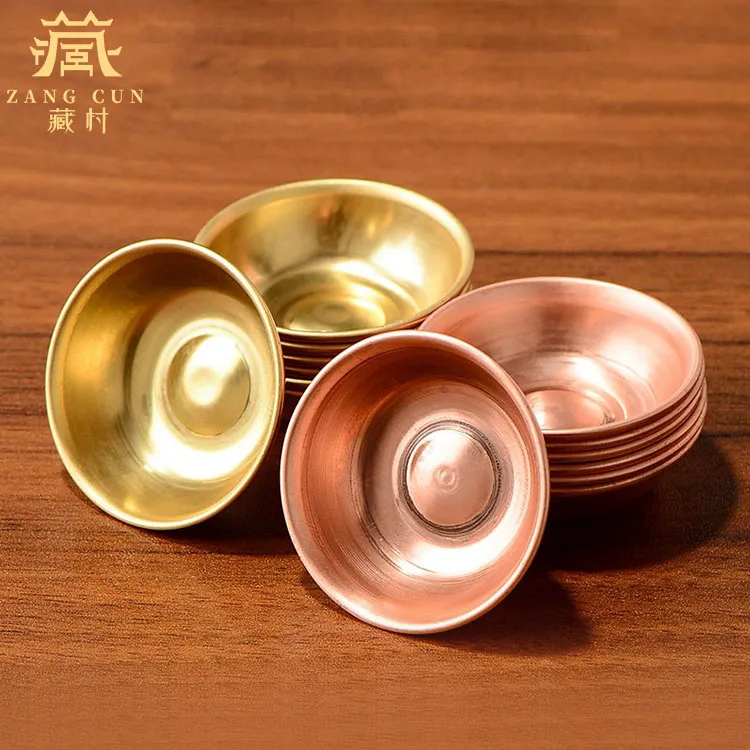 藏村《铜水碗7个》吉祥净水杯家居装饰碗摆件中式铜碗迷你茶碗
