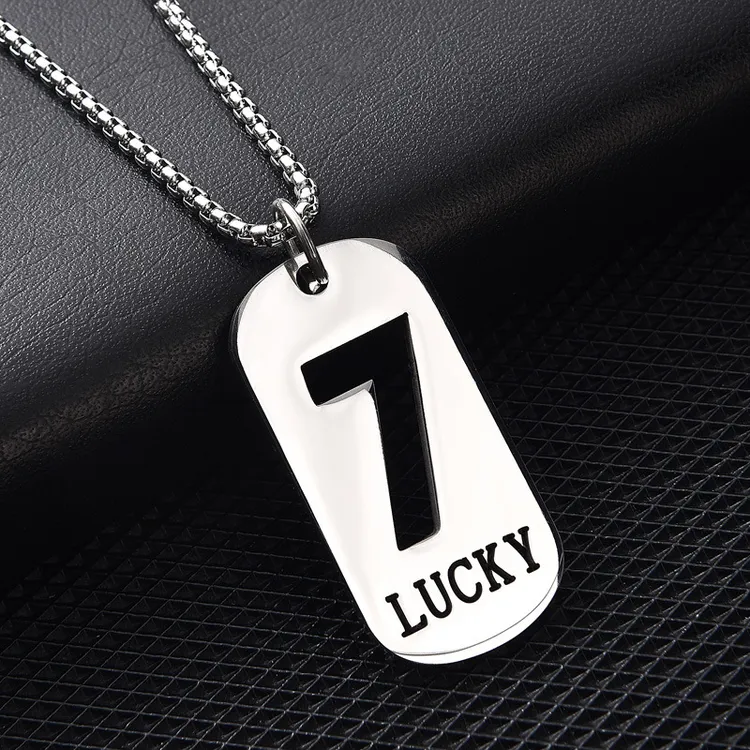 钛钢项链 幸运数字7街头时尚简约网红毛衣链配饰情侣嘻哈个性欧美