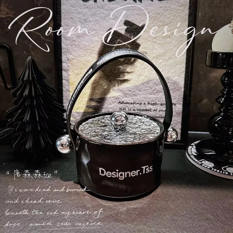 高级感水果桶容器陶瓷皮革手提桶户外夏日野餐水果桶盆快乐桶冰桶