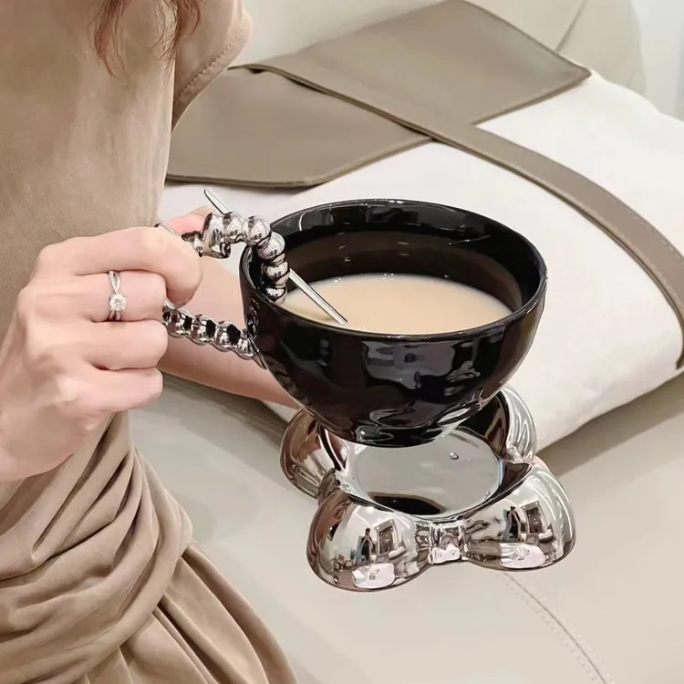 高级陶瓷杯子家用水杯ins办公室早餐杯高颜值女生咖啡杯燕麦杯