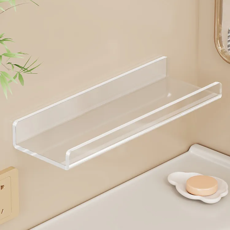 免打孔卫生间墙上亚克力透明置物架浴室洗漱台化妆品壁挂式收纳架
