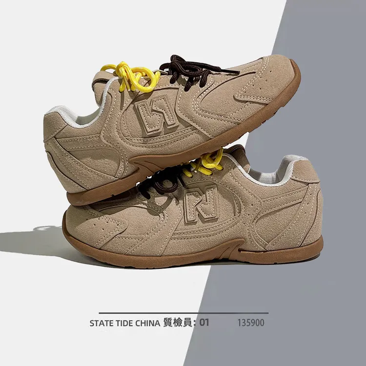 小七原创|美拉德风磨砂2024秋季复古软底休闲系带拼色德迅鞋2012