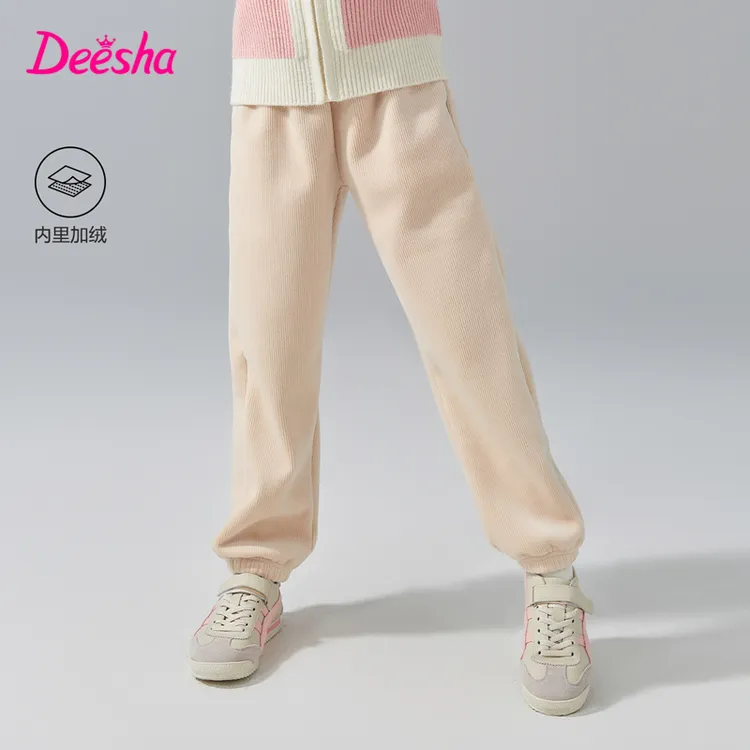 笛莎女童秋冬季新款加绒束脚裤儿童洋气百搭长裤奥利绒-732459913