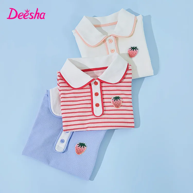 笛莎童装儿童女童夏装新款透气polo衫打底上衣-732320405