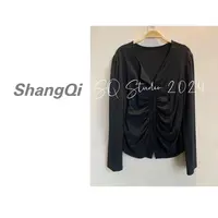 【褶皱收腰上衣】气质时尚百搭黑色修身轻奢显瘦上衣。K134卡码拍小