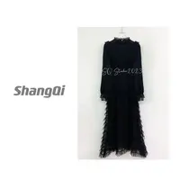 【秋日精灵】黑色百搭显瘦遮肚子蛋糕高级感连衣裙--Q-K205卡码拍小