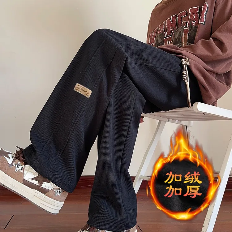 冲锋裤登山防水裤休闲裤男秋冬季美式宽松大码长裤子青少年运动裤