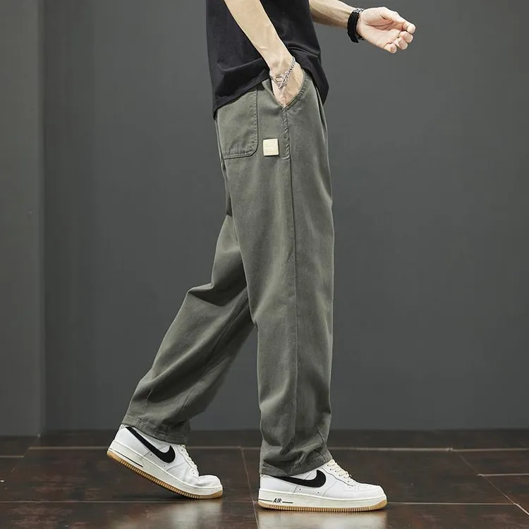 新款宽松直筒美式工装裤男士2025春秋季夏季阔腿春季男款休闲裤子