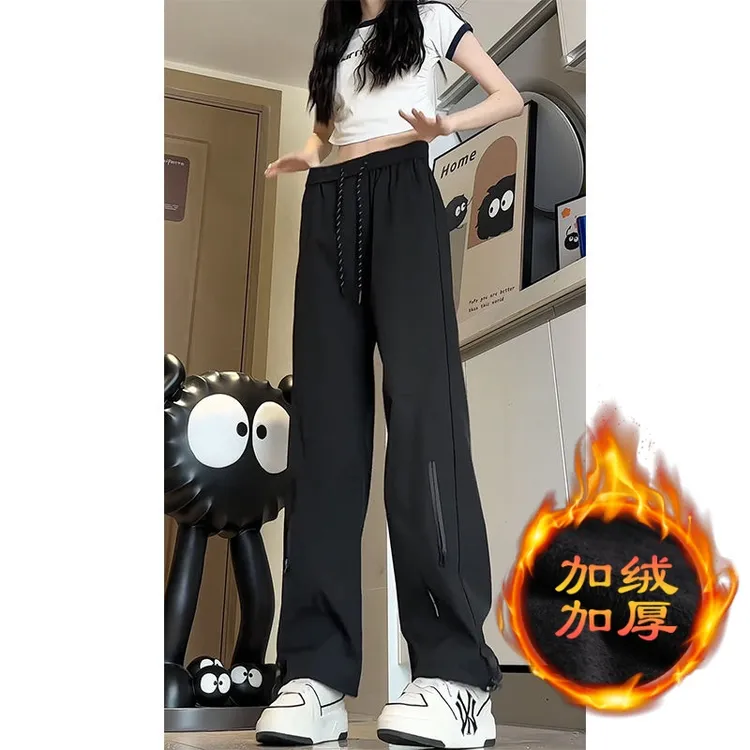 美式机能登山冲锋裤男女2025秋冬宽松大码直筒防水加绒速干工装裤