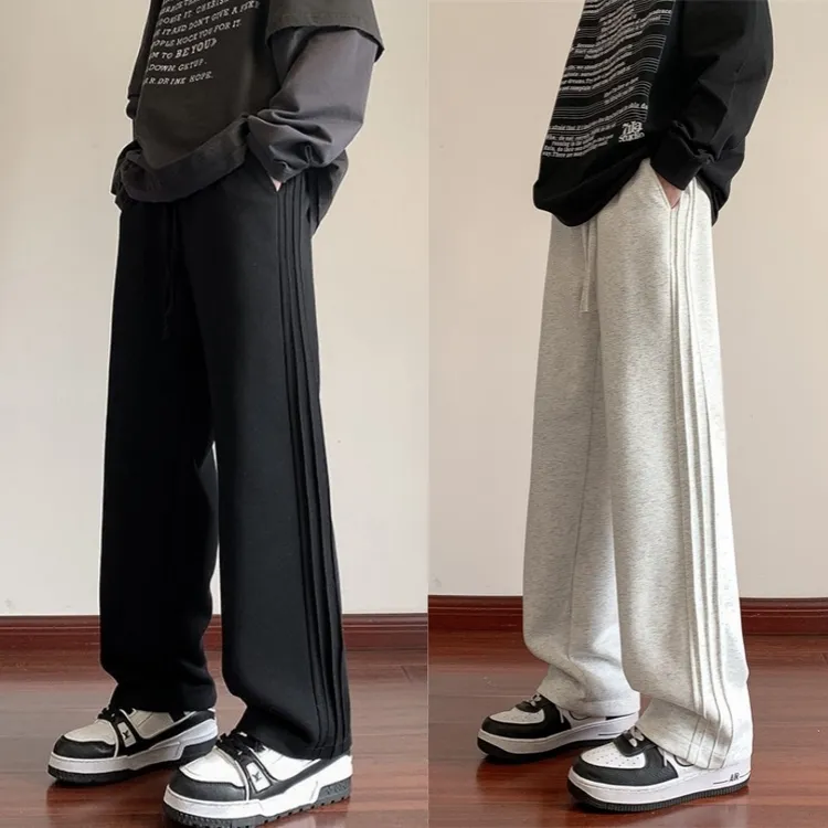 休闲裤男秋冬季裤子潮牌运动重工宽松直筒加绒卫裤潮流百搭阔腿裤