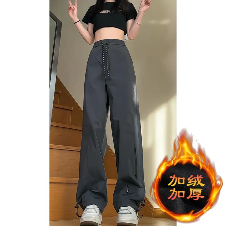 冲锋裤男女款防水加绒户外登山美式工装裤潮流秋冬直筒宽松休闲裤