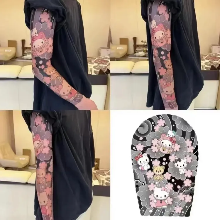 【会玩】kt猫花臂纹身贴防水耐磨持久3-7天全臂男女款卡通